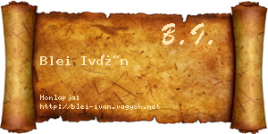 Blei Iván névjegykártya